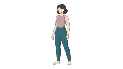 Woman standing, athletic wear, casual pose, vector illustration, isolated on white © noeh