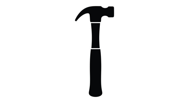 Black hammer silhouette against a white background silhouette