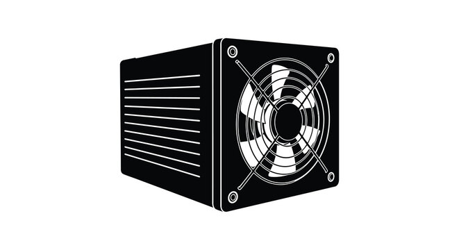 computer power supply unit isolated on a white background silhouette