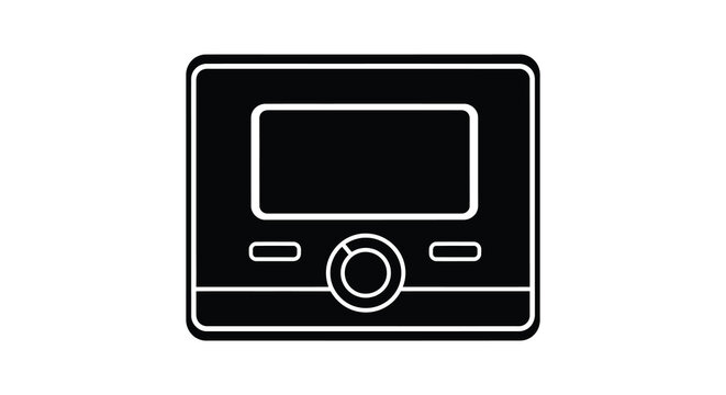 digital device outline with screen and control knob silhouette