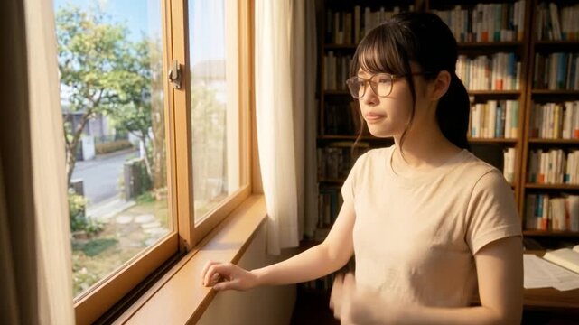 呼吸を整える女性
