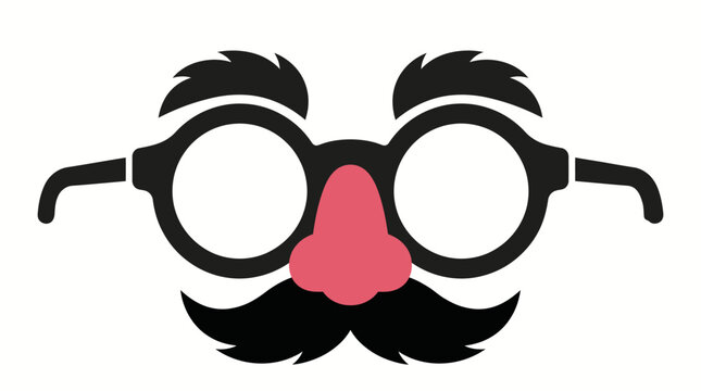 Celebrate International Joke Day with this whimsical disguise black eyeglasses, bushy eyebrows, a playful red nose, and a comical mustache. Ideal for lighthearted fun