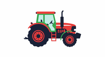 Fototapeta premium A colorful illustration of a tractor with a green and red body and black tires