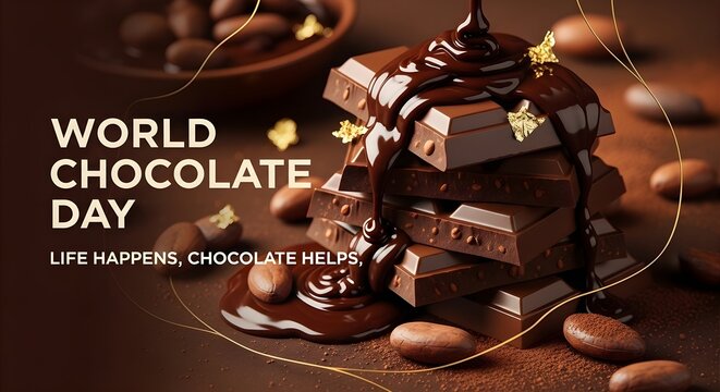 World Chocolate Day Melted Chocolate Bar Celebration