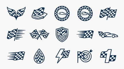 Naklejka premium Industrial Racing and Motorsport Emblematic Symbols Collection for Branding and Design Inspiration