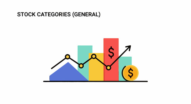 A colorful infographic displays a bar graph and line graph with a coin and dollar sign