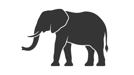 Fototapeta premium Silhouette of an African elephant walking, isolated on white background, graphic design