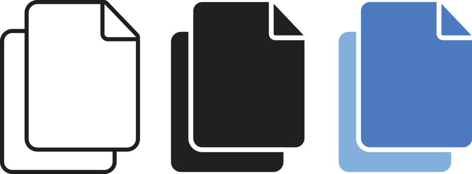 Copy and duplicate page icon with layers for digital office workflow, file archiving, data management and interface design.