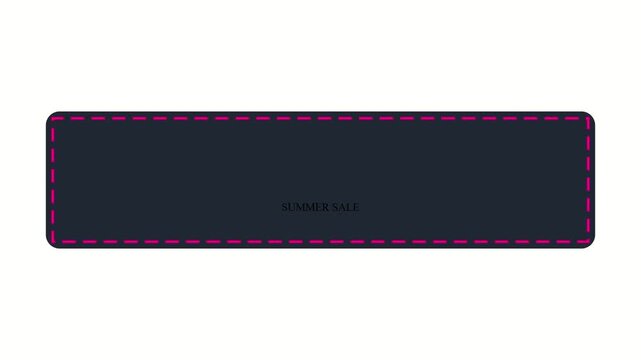 Summer sale banner animation featuring stitched border frame and promotional label area on light background creating modern retail marketing and advertising visuals