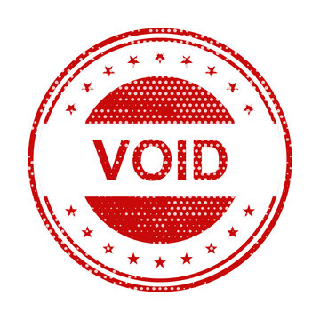 Red circular void rubber stamp icon for business and legal documents isolated on transparent background