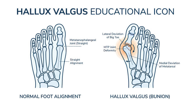 Comparison between normal foot alignment and hallux valgus bunion
