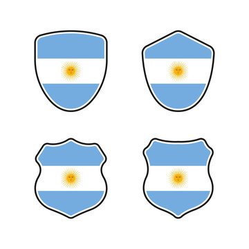 Argentina Flag Shield Badge Collection Vector Set