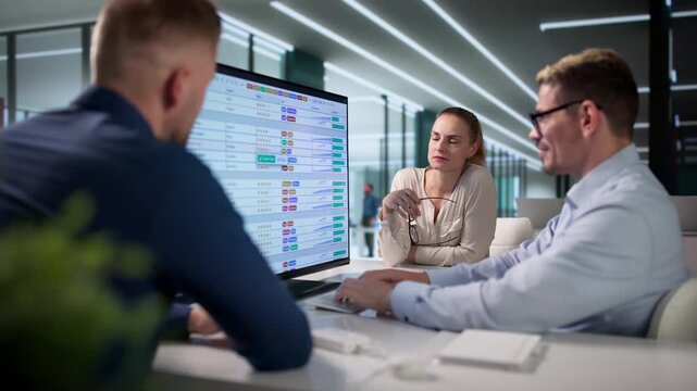 Billing Analyst And Two Colleagues Review Coding Spreadsheets