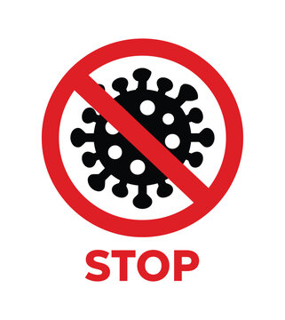 Virus icon vector sign, infectious pathogen stop symbol