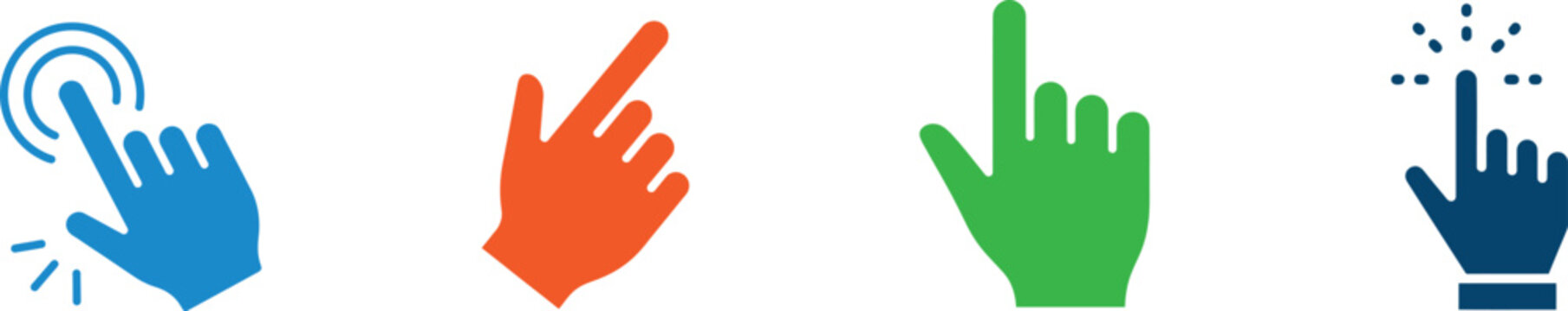 Hand Touch Gesture Icon Set Collection Featuring Finger Tap, Click, Touchscreen Interaction and User Interface Vector Symbols