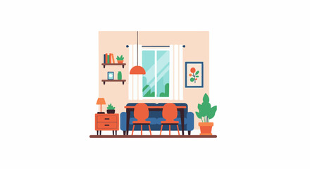 Fototapeta premium A cozy living room with furniture and plants