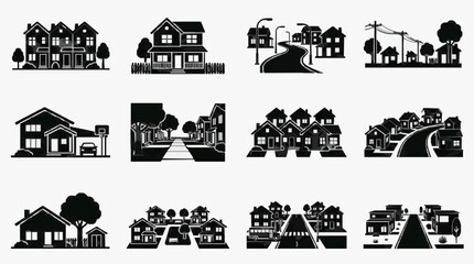 Fototapeta premium Neighborhood Household Residential Styles Collection.