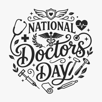 The flat design for  National Doctors day celebration. Design honors healthcare workers