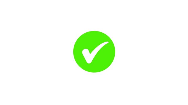 Check mark icon white color. check mark animation motion. Animated tick mark icon with circle loading animated on a black background