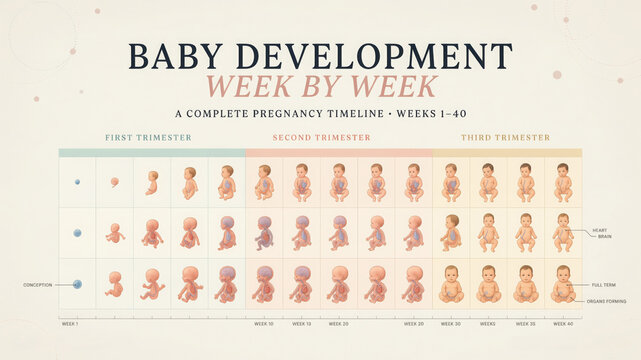 Baby development week by week pregnancy timeline infographic