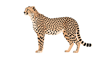 Spotted cheetah standing in side profile view © nael