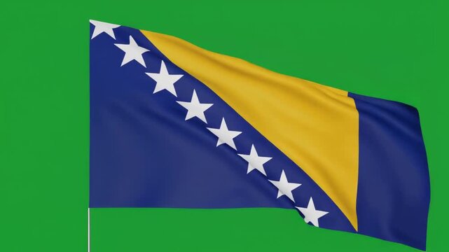 On vivid green, Bosnia&rsquo;s flag glows: stars and triangle radiating unity, resilience, heritage.