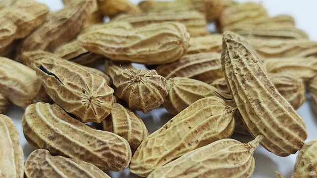 Macro shot of boiled peanuts texture and natural pattern background.