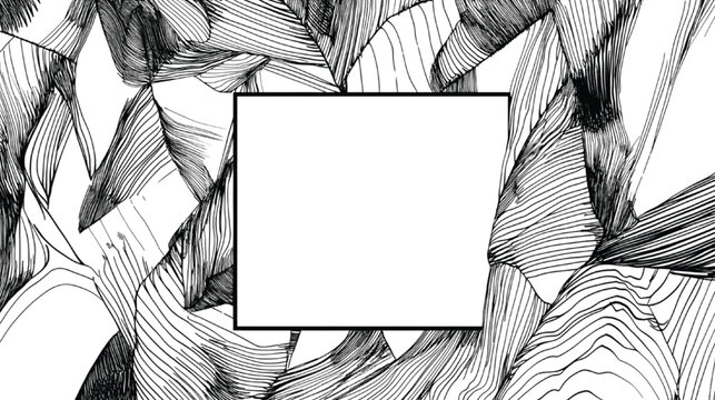 Frame with intricate hand-drawn black ink lines creates a sophisticated botanical aesthetic for elegant modern stationery designs that require a clean central area for custom text.