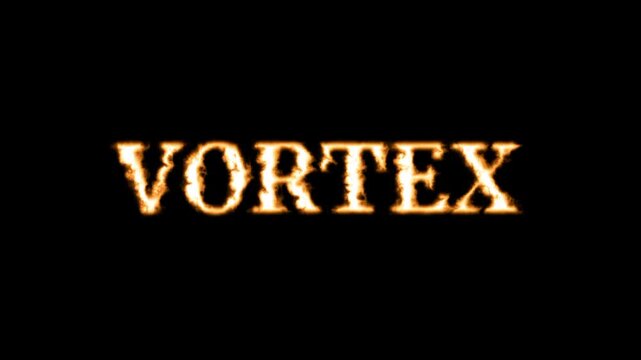 A dramatic swirling text logo of the word VORTEX in bold golden letters over a dark atmospheric black background