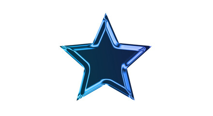 Obraz premium Shining blue star with sharp edges on transparent background against white