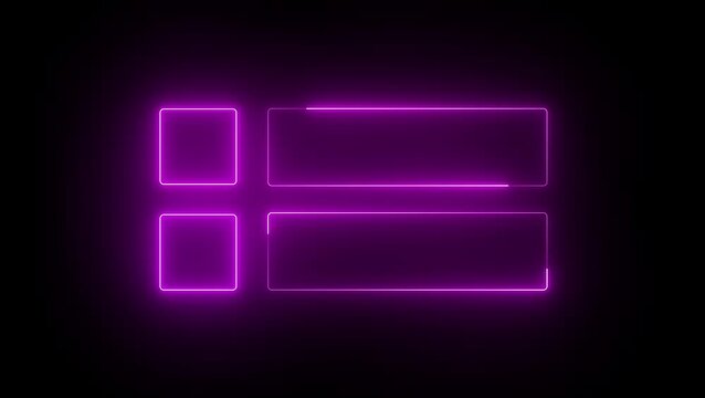 Glowing  pink color Neon Light Display Icon frame on Black Background Vector Illustration 4K video.