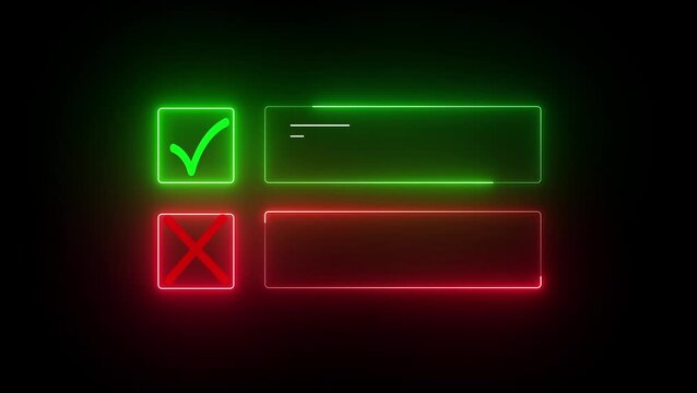 Glowing Green and Red Color Neon Light Switch Button Icon on Black Background Vector Illustration 4k video