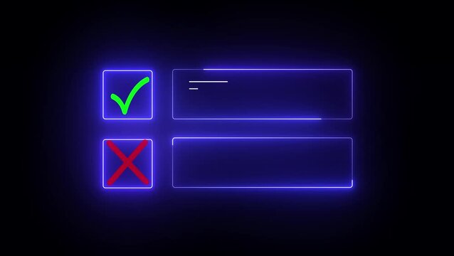 Glowing Blue Color Neon Light Switch Button Icon on Black Background Vector Illustration 4k video