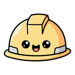 Fototapeta premium Cute cartoon hard hat character with smiling face design 