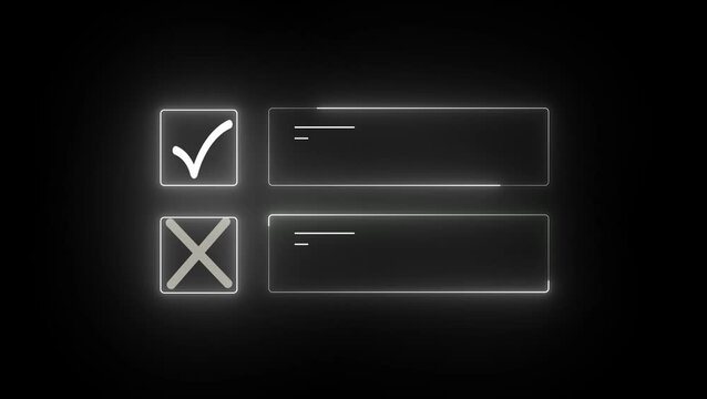 Glowing White Color Neon Light Switch Button Icon on Black Background Vector Illustration 4k video