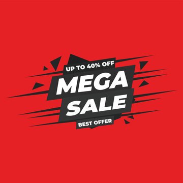 Mega sale banner up to 10 percent off, vector background template design