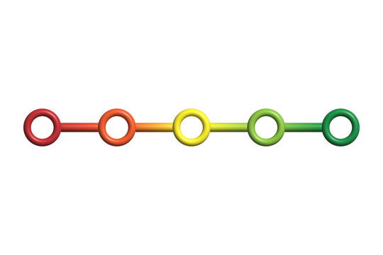 3D gradient connected rings timeline, red to green progress scale infographic element, modern minimalist sequence isolated illustration