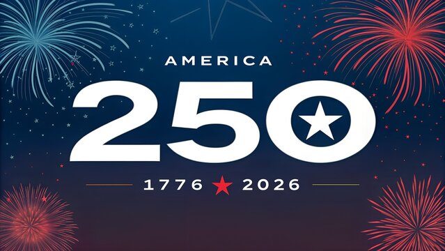 USA 250 Celebration America 250th Anniversary Patriotic Commemorative Banner Design, America 250 Years Independence Anniversary Celebration Background with USA Theme, United States 250th Anniversary