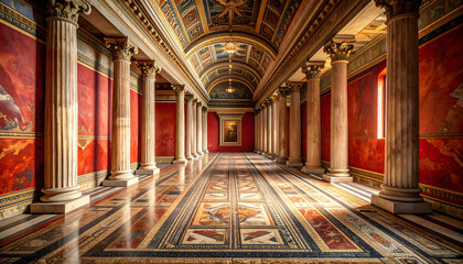 Obraz premium Pompeian interior look detailed and full of authentic historical reconstruction warm ancient aesthetic photography generative AI