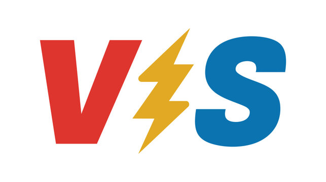 Versus icon graphic design with lightning bolt separator