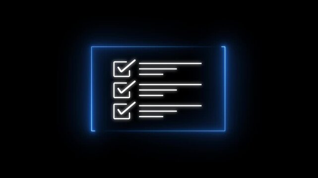 Digital list system concept on solid background. Task management, and checkmark for successful project execution.