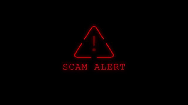 Scam alert symbol, showing digital scam fraud alert and spam alert risk template animation.