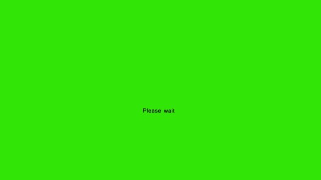 Loading animation please wait message circular progress bar with dots buffering on green background.