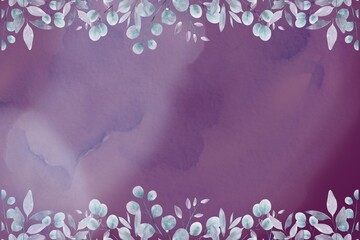 Watercolor Eucalyptus Floral Frame - Purple Mauve Wedding Invitation Template   © Dhiraj Kumar