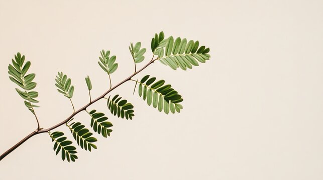 pudica. A mimosa pudica plant with closed leaves, soft green tones on a neutral background. gardening catalogs, home-decor guides, designed for gardening and botanical catalogs.