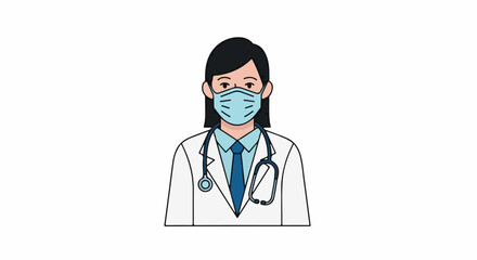 Fototapeta premium A female doctor wearing a facemask and stethoscope
