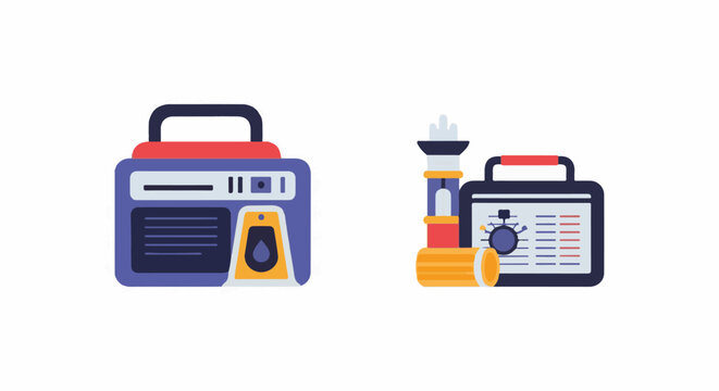 A graphic illustration of a radio and a hookah
