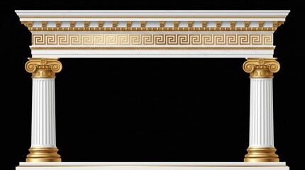 Obraz premium Elegant white and gold classical columns frame an archway
