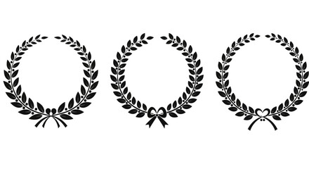 Fototapeta premium Three vector laurel wreaths for achievements and celebrations isolated design