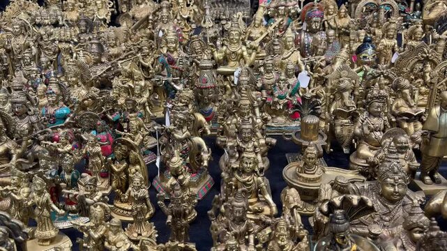 Sacred Hindu Goddess Idol Decorated for Worship in Temple Shrine India

